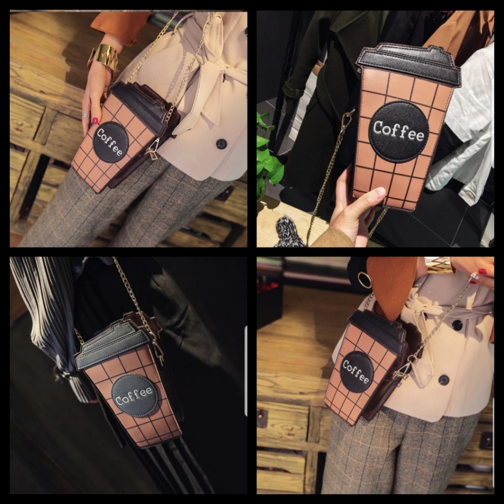Coffee cup design crossbody bag